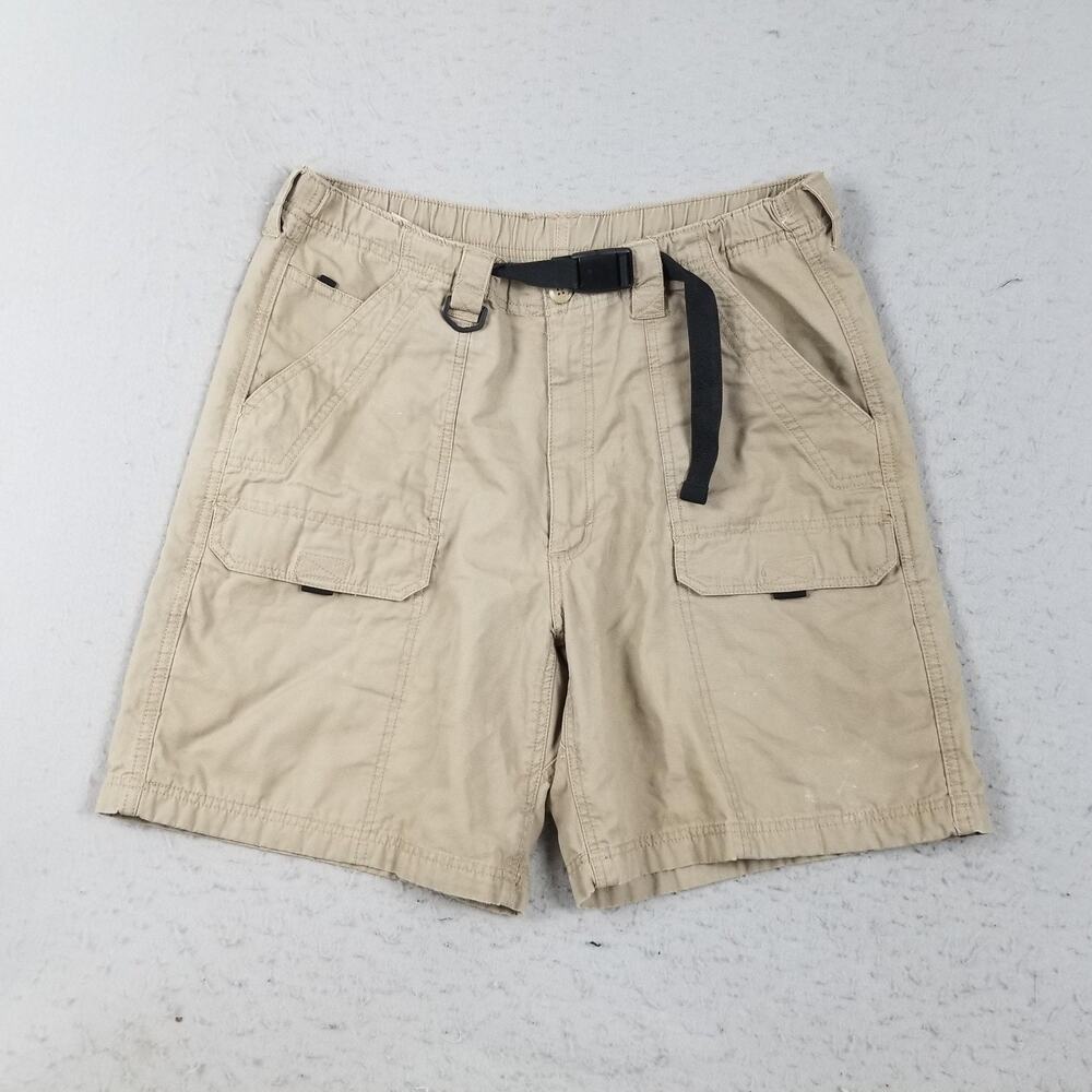 VF Jeanswear‎ Cargo Shorts Mens 38 Khaki Utility D-Ring Elastic Waist Belted